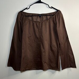 Talbots Dark Brown Flowy Blouse NWOT